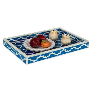Trendy Handmade Custom-Size Wood and Resin <b>Tray</b> Top Home Kitchen and Tabletop Bone Inlay Serving <b>Tray</b> For <b>Jewelry</b> - Product Image 3