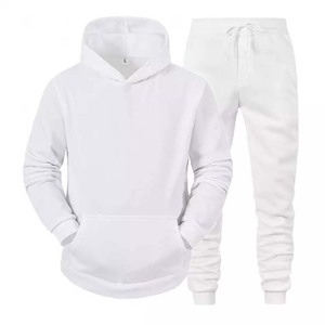 Survêtement d'hiver personnalisé brodé pour homme, de haute qualité, à capuche, respirant, en molleton de coton, couleur blanche - Product Image 1