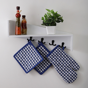 Mitaines de four 100% coton avec bande de silicone porte-casseroles verts pour la cuisson au micro-ondes Protection des aliments à domicile pour les restaurants - Product Image 3