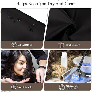 Cape de barbier de salon réutilisable fermeture velcro réglable en satin résistant à l'eau anti-rides nettoyage facile - Product Image 5