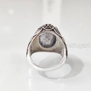 Grossiste Bague pour hommes Quartz rutile noir naturel Pierre précieuse Bague de naissance d'avril Bijoux vintage arabe Bague en argent sterling 925 - Product Image 6