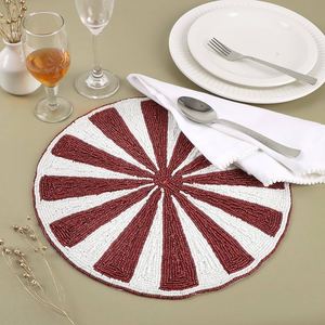 Set de table perlé, design unique, fait main, écologique, vintage, couleur unie, durable, rond, pour mariage, banquet, usage domestique, artisanat AZ - Product Image 2