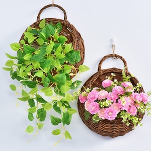 Cesta colgante para plantas, soporte para plantas hecho a mano, cestas de almacenamiento de verduras para pared de jacinto de agua Natural - Product Image 1