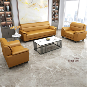 Conjunto de Sofás de Oficina Modernos en Cuero Azul, Minimalistas, Ejecutivos, para Recepción, Sala de Espera, Modulares en Forma de L, Comerciales - Product Image 2