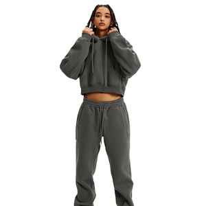 Alta calidad, bajo precio razonable, ropa de calle informal personalizada, Sudadera con capucha corta de gran tamaño para mujeres, sudaderas con capucha, fabricante al por mayor - Product Image 2
