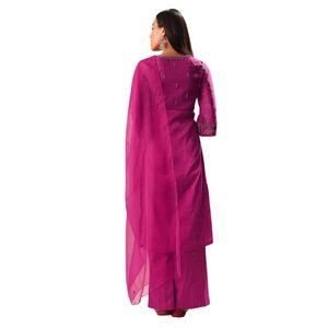Conjunto Kurta Palazzo bordado a mano rosa fucsia, venta al por mayor de ropa étnica para mujer, proveedor de fábrica de ropa OEM, traje de fiesta personalizado - Product Image 6