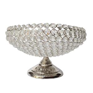 แจกันผลไม้อะคริลิคสีเงินประดับคริสตัลบนฐานโลหะ สำหรับตกแต่งบ้านและโต๊ะงานแต่งงาน - Product Image 4