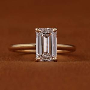 Anillos de Compromiso de Moissanita con Corte Esmeralda de 0.5ct-3ct con Certificación GIA para Hombre y Mujer, Plata 925, Estilo Hip Hop, Engaste de Garra - Product Image 3