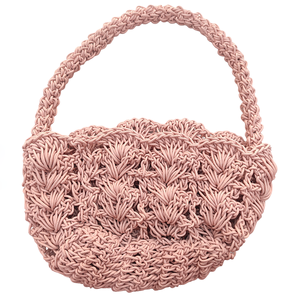 Lightweight Water Resistant Eco-Friendly Blush for Crochet Wicker Tote Bag Handmade <b>Leather</b> Open Braided Handle Handwoven - Product Image 2
