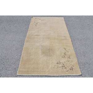 Tapis Vintage Turc Classique Beige avec Motif Patchwork Abstrait 37X68 pieds pour Chambre Couloir Laine Latex Soutenu - Product Image 1