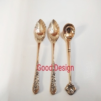 Ensemble de couverts en laiton à succès avec manche décoré de palmier, d'ananas, de soleil et de lune, miroir