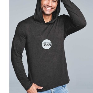 Men's Lightweight Long <b>Sleeve</b> Hoodie Shirt Fishing Hoodies Custom Lightweight Bella Canvas Tri-blend Hoodie - Product Image 1