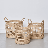 Nouveau panier de rangement multifonctionnel en jonc de mer fait main, panier à linge pour l'organisation domestique, couleur naturelle, différentes tailles