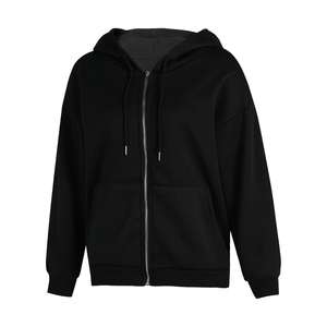 Sweat à capuche zippé décontracté pour femme, imprimé, en polaire, mélange polyester/coton, coupe classique, couleurs personnalisées, logo, motif à carreaux - Product Image 3