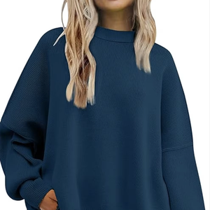 OVERSIZED <b>CHRISTMAS</b> SWEATER <b>WOMEN</b> BATWING SLEEVE TRENDY CREWNECK SIDE SLIT KNIT PULLOVER FALL LOOSE CASUAL <b>JUMPER</b> NEW - Product Image 1
