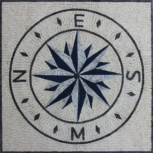 Mosaico de mármol hecho a mano, brújula náutica, azulejo de pared contra salpicaduras, vidrio brillante para pared Exterior, cocina, baño, decoración de Hotel - Product Image 1
