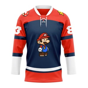 Matériel personnalisé sergé logo de l'équipe maillot de hockey rayé sublimé uniforme de hockey sur glace avec broderie strass OEM disponible - Product Image 1