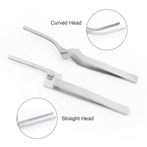 Pince à épiler en acier inoxydable, 2 pièces, droite, incurvée, articulée, instruments chirurgicaux manuels pour soins dentaires - Product Image 6