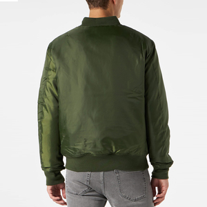 Chaqueta universitaria de satén verde con logotipo personalizado Chaqueta universitaria de satén ligera del fabricante directo para hombre - Product Image 2