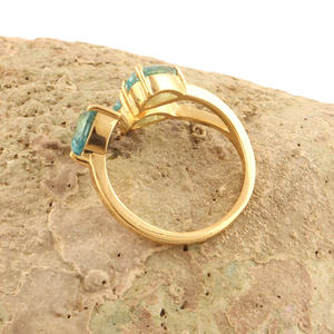 Anillo de estilo religioso para niñas y mujeres, diseño atractivo, 4x6mm, piedra de corte de pera, cuarzo azul cielo, anillos ajustables chapados en oro - Product Image 4