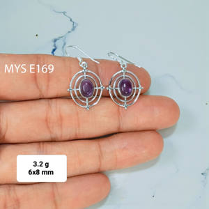 Pendientes de Plata 925 con Diseño Único y Piedras Preciosas, Pendientes de Plata con Piedras de Buen Corte - Product Image 1