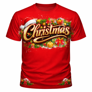 Camiseta de Manga Corta Vintage de Alta Calidad con Sublimación Completa, Cuello Redondo, 165 Gramos, 100% Algodón, Ultraligera, Regalo de Navidad - Product Image 1