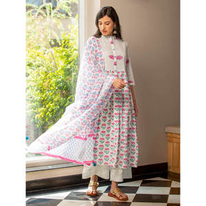 Block Printed Cotton Square <b>Scarf</b>-Ethnic Summer <b>Dupatta</b> - Product Image 2