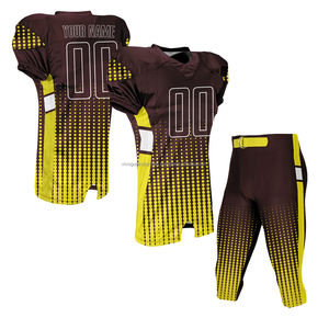 Uniformes d'équipe de football américain 100% polyester respirant, maillot de match de club à manches courtes, pantalon durable à sangle réglable, personnalisable - Product Image 6