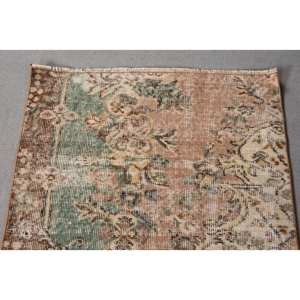 Tapis Vintage en Laine Turque Classique Beige Vert 2.5 X 5.9ft Grande Surface Rectangle Patchwork Design pour Couloir Chambre Sans Latex - Product Image 5