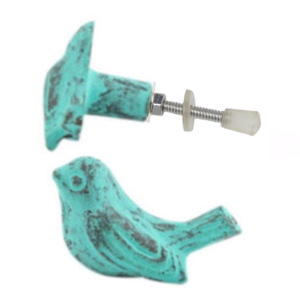 Blue Bird Aqua Tiradores de muebles de hierro fundido desgastado Estilo moderno Puerta de cocina Gabinete Cajón Dormitorio Baño Sala de estar - Product Image 2