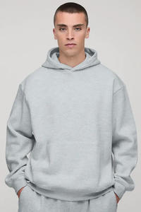 Sudadera con Capucha Extra Grande para Hombre, Diseño Bordado Personalizado en Gris Sólido, Invierno 2025, Estampada, Transpirable, Tejida, 100% Algodón Grueso - Product Image 2