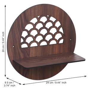 Étagère murale ronde en bois marron de design moderne pour une organisation élégante de la maison pour les meubles de maison et le rangement du salon - Product Image 2