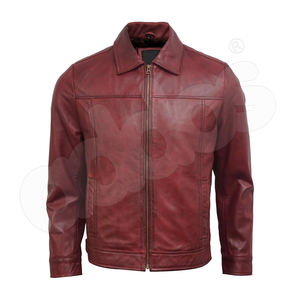 Chaqueta de cuero de motocicleta para hombre-Chaqueta de motorista de cuero genuino con estilo vintage para hombre Chaqueta de cuero ligera - Product Image 1