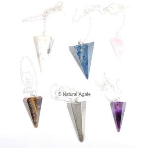 คริสตัลพลอยสีแดงแจสเปอร์6เหลี่ยมพร้อมจี้โซ่เงิน - Product Image 5