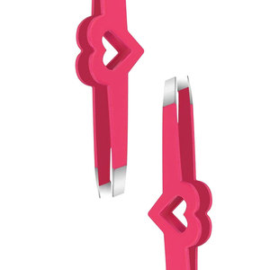 Pinzas Profesionales de Alta Calidad para Cejas y Pestañas, de Acero Inoxidable, con Punta Inclinada y Forma de Corazón Rosa, Color Personalizado, Cuidado de Belleza - Product Image 3