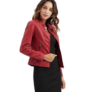 Chaqueta de cuero con cierre de cremallera para mujer, prendas de vestir exteriores de moda de manga larga, ideal para otoño, atuendo informal y actividades diarias personalizadas - Product Image 3