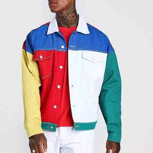 Veste en jean personnalisée pour hommes, style de rue, vêtements d'hiver en patchwork hip-hop, veste en jean avec impression et sérigraphie pour hommes - Product Image 2