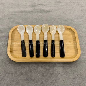 Restaurant de luxe Dîner d'hôtel Combinaison de nacre de corne de buffle et de nacre Cuillère à caviar Cuillère à caviar 12cm - Product Image 1
