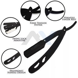 Maquinilla de afeitar de peluquero con borde de acero recto clásico, cuchillo de afeitar plegable, herramienta de afeitado para hombre de grado de salón profesional con maquinillas de afeitar duraderas - Product Image 4
