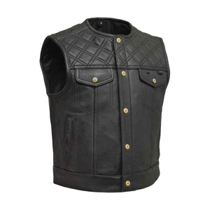 Gilet de motard en cuir véritable réversible personnalisé de haute qualité pour hommes, vêtements d'extérieur respirants avec poche pour la saison d'hiver - Product Image 1