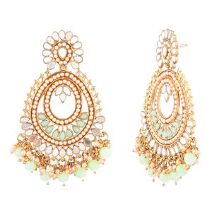 Pendientes de cristal indio con piedra de cristal, conjunto de joyería India Floral con Maang Tikka, conjunto de joyería nupcial - Product Image 6