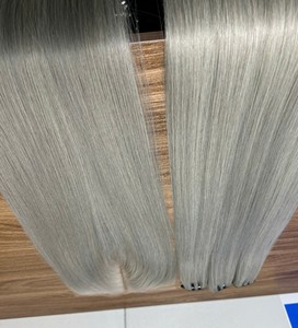 Extensions de cheveux humains vierges Remy Azura Hair Vietnam Closure Super Double Drawn Machine Double Weft, toutes couleurs, teintables, gris - Product Image 4