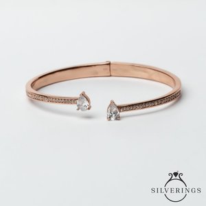 NOVAMART Fine Silverings 925 Sterling <b>Silver</b> Rose Gold <b>Bracelet</b> Beauty in Style Crystal <b>Bangle</b> Wholesale Export - Product Image 3