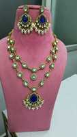Ensemble collier et boucles d'oreilles traditionnels indiens de qualité supérieure pour femmes, pierres Polki, pour mariages, fiançailles, fêtes, cadeau - Magnifique laiton