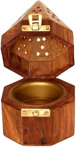 Brûleur d'encens en bois rustique plusieurs compartiments porte-encens en bois naturel pour l'atmosphère apaisante utilisation religieuse Artisan Aura - Product Image 6