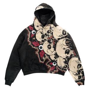 Sweat à capuche surdimensionné 100% coton polaire de haute qualité Logo personnalisé Streetwear lourd lavage à l'acide personnalisé 8 balle à capuche - Product Image 3