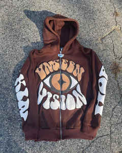 Pull moussant personnalisé à fermeture éclair et impression veste d'hiver vierge coton polyester coupe carrée sweat à capuche à impression bouffante - Product Image 6