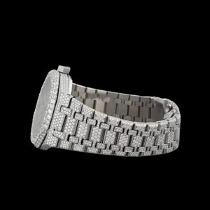 Nouvel arrivage Montre à quartz glacé prestige de luxe Diamant de laboratoire Cadran de haute qualité pour adultes Fenêtre en verre analogique - Product Image 2