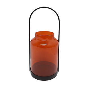 โคมไฟโลหะและแก้วสำหรับเทียนสีดำ/แดงสำหรับตกแต่งบ้านและสวนโคมไฟแฮนด์เมดจำนวนมากดีไซน์ใหม่ - Product Image 1