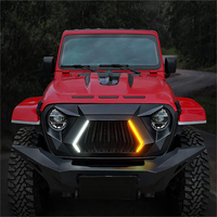 Grille de pare-chocs avant de voiture Liush ABS+AC avec éclairage LED pour Wrangler JL, kit de mise à niveau, état neuf, garantie 1 an, installation facile